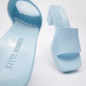 Steve Madden Harlin Blue Open Rounded Toe Slide-On Single Strap Heel